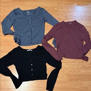 Women's Long Sleeve Tops - Black, Blue, and Purple